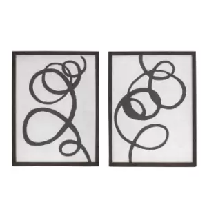 Set of 2 Abstract Whirl Design Framed Art