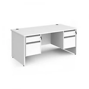 Dams International Straight Desk with White MFC Top and Silver Frame Panel Legs and 2 x 2 Lockable Drawer Pedestals Contract 25 1600 x 800 x 725mm