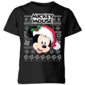 Disney Classic Mickey Mouse Kids Christmas T-Shirt - Black - 3-4 Years