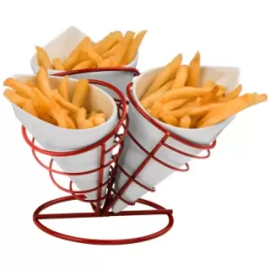 Premier Housewares 3-Cone French Fries Stand Set - Red