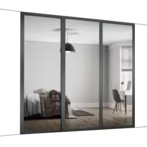 Spacepro Shaker Mirrored Graphite 3 Door Sliding Wardrobe Door Kit (H)2260mm (W)2136mm