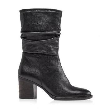 Dune Black Leather 'Rosa' Mid Block Heel Calf Boots - 3