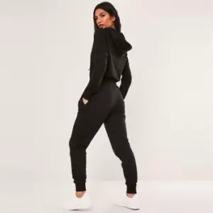 Missguided Hooded Loop Back Jumpsuit - Black