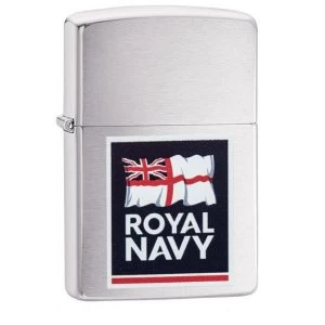 Zippo Royal Navy Logo Brushed Chrome Finish Windproof Lighter