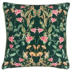 Heritage Bell Flowers Cushion Viridian, Viridian / 43 x 43cm / Polyester Filled