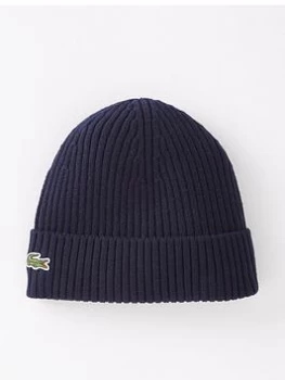 Lacoste Ribbed Beanie - Navy, Men