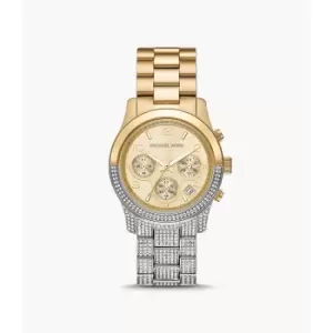 Michael Kors Womens Runway Chronograph Two-Tone Stainless Steel Watch - Gold / Silver