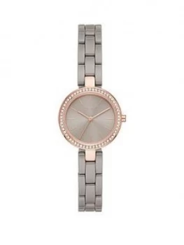 DKNY Citylink Grey Dial Rose Gold Bezel Grey Ceramic Watch, One Colour, Women