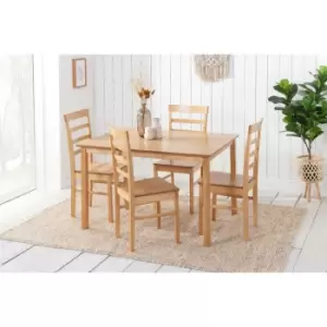 Cottesmore Rectangle Dining Set with 4 Upton Chairs Brown - Brown