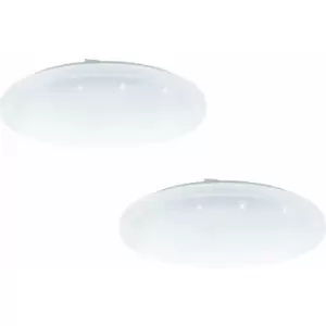 Loops - 2 pack Flush Ceiling Light White Shade White Plastic With Crystal Effect LED 24W