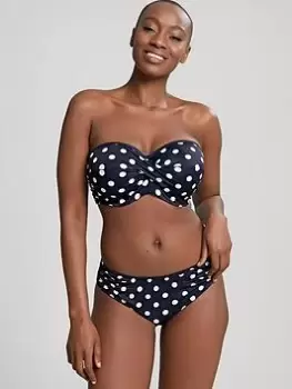 Panache Anya Riva Spot Twist Bandeau Bikini Top - Navy/Cream, Navy/Cream, Size 34F, Women