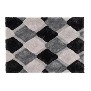 Origins 3D Geo Rug Shaggy Grey 160 x 230cm