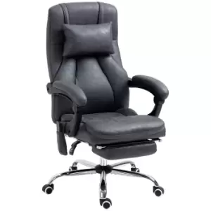 Vinsetto High Back Vibration Massage Office Chair with Headrest, Reclining Computer Chair with Footrest, Swivel Wheels, Remote and Side Pocket, Dark G