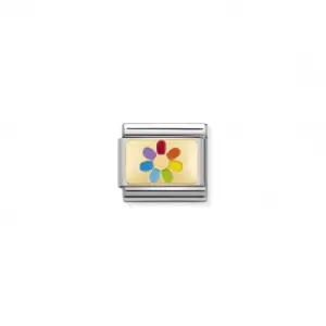 Classic Gold Enamel Rainbow Flower Link Charm 030263/20