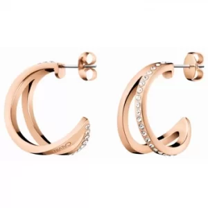 Calvin Klein Rose Gold Tone Crystal 3/4 Hoop Earrings