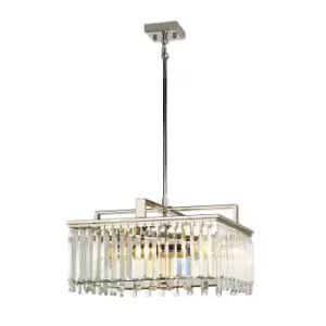 4 Bulb Chandelier LIght Cut Glass Crystals Highly Polished Nickel LED E27 60W