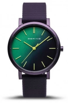 Bering True Aurora Purple Rubber Strap Green Purple Watch