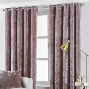 Paoletti Verona Crushed Velvet Ringtop Eyelet Curtains (pair) Polyester Blush (229X229Cm)