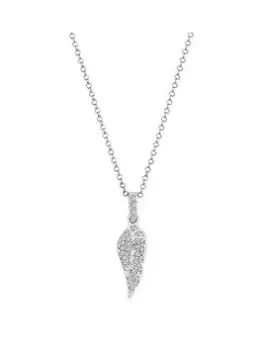 Simply Silver Sterling Silver 925 Cubic Zirconia Wing Pendant Necklace, Silver, Women