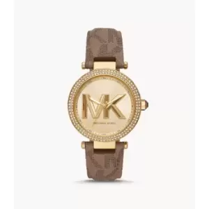 Michael Kors Womens Parker Three-Hand Husk Pvc Watch - Brown