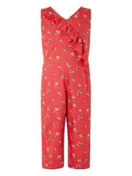 Monsoon Girls S.E.W. Grace Ruffle Jumpsuit - Red, Size 8 Years, Women