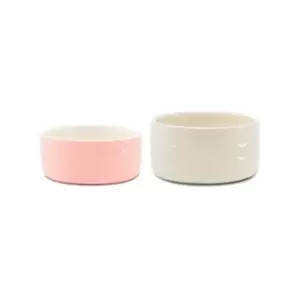 Scruffs Set of 2 Large Classic Dog Bowls Cream and Pink