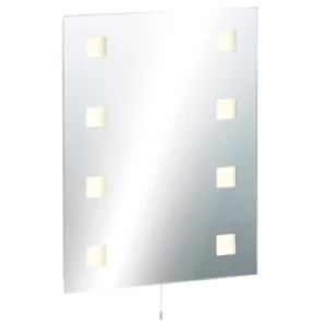 KnightsBridge Illuminated Decorative Bathroom Wall Mirror IP44 Rated with Dual Shaver Socket and Demister