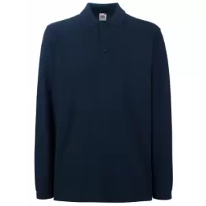 Fruit Of The Loom Mens Premium Long Sleeve Polo Shirt (XL) (Deep Navy)