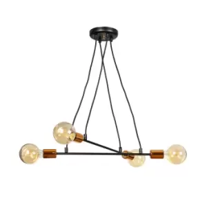 Emibig Bravo Black/Copper Multi Arm Pendant Ceiling Light 4x E27