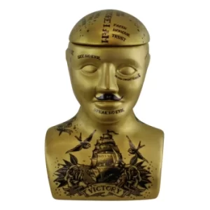 Large Gold Phrenology Head Storage Jar, 30cm