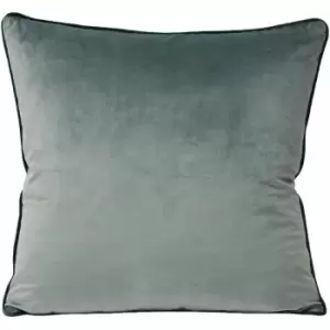 Riva Paoletti Meridian Faux Velvet Piped Cushion Cover, Mineral/Teal, 55 x 55 Cm