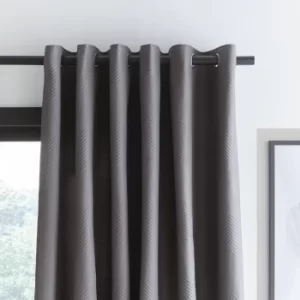 Catherine Lansfield Pinsonic Chevron Charcoal Eyelet Curtains Charcoal