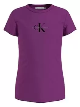 Calvin Klein Jeans Girls Micro Monogram Top - Purple, Purple, Size Age: 14 Years, Women