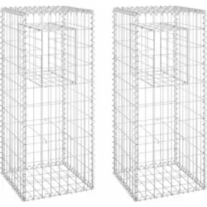 Gabion Basket Posts 2 pcs 40x40x100cm Iron Vidaxl Silver