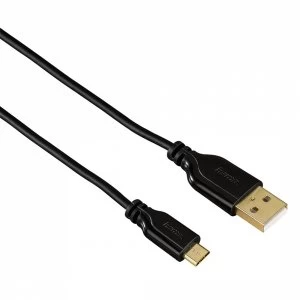 Hama Flexi-Slim Micro USB Cable Gold-plated Twist-Proof Black 0.75 m