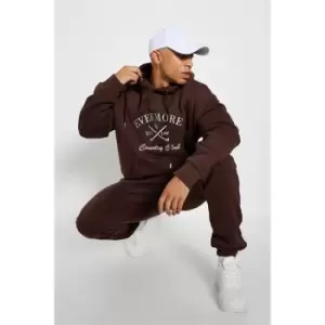 I Saw It First Embroidered Graphic Sweats - Brown