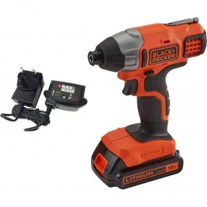 Black and Decker BDCIM18 18v Cordless Impact Driver 1 x 1.5ah Li-ion Charger No Case