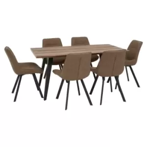 Olivia's 7 Piece Westbury Rectangle Dining Set in Brown