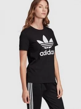 adidas Originals Trefoil Tee - Black, Size 16, Women