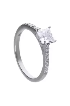 Sterling Silver Cubic Zirconia Princess Cut Stone Promise Ring