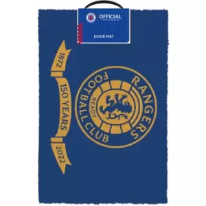 Rangers FC 150 Years Door Mat (One Size) (Blue/Gold) - Blue/Gold