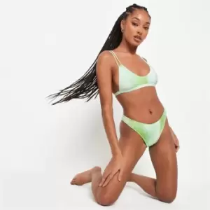 Missguided Ombre Crinkle Boomerang Bikini Bottoms - Green