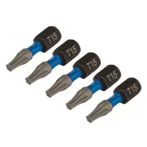 Draper Expert 05492 5pc TX-STAR Impact Screwdriver Bits, T15 x 25mm, 1/4" Hex