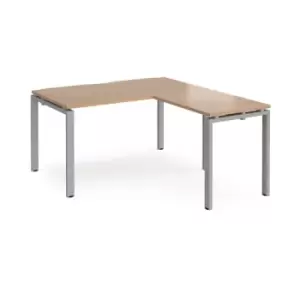 Bench Desk Add On Return Desk 1400mm Beech Tops With Silver Frames Adapt