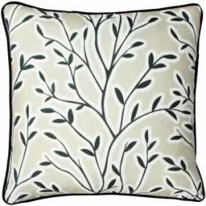 Furn Annika Leaf Print Piped Edge Cushion Cover, Oatmeal, 50 x 50 Cm