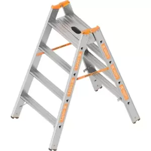 Layher Heavy duty stepladder, max. load 200 kg, 2 x 4 steps