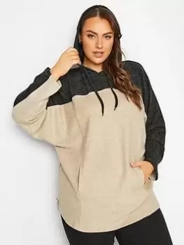 Yours Colour Block Hoodie - Black/Nude, Natural, Size 20, Women