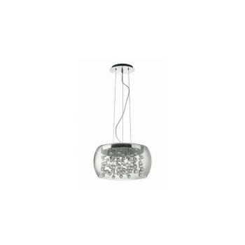 Ideal Lux Audi-80 - 5 Light Small Blown Glass Bubbles Ceiling Pendant Chrome, G9