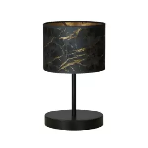 Broddi Black Table Lamp with Round Shade with Black Fabric Shades, 1x E27