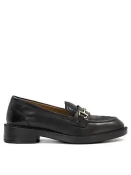 Dune London Dune Grid Leather Monogram Snaffle Trim Loafers - Black, Size 6, Women